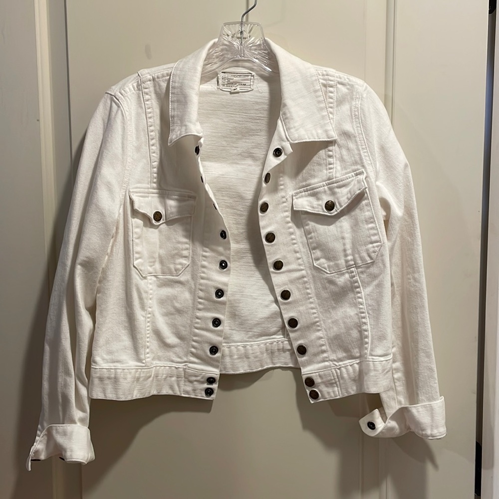 Current Elliott white denim jacket, size 3